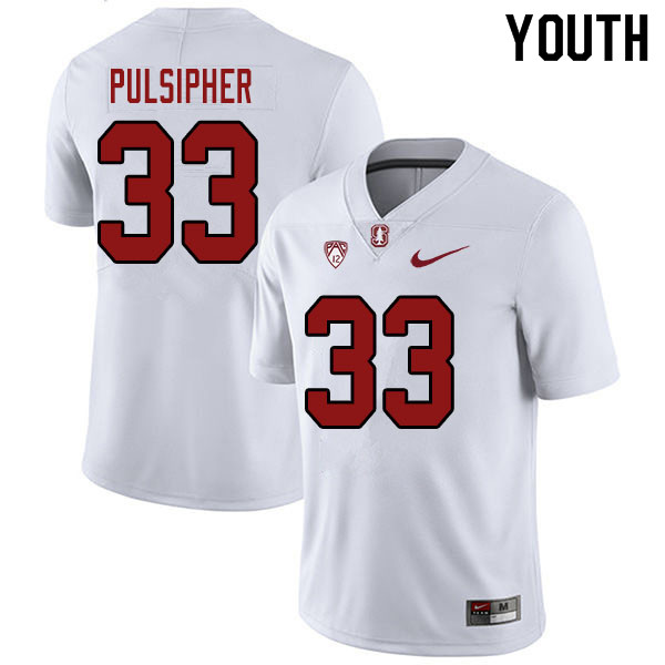 Youth #33 Anson Pulsipher Stanford Cardinal College Football Jerseys Sale-White - Click Image to Close